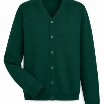 Dark Green V-Neck Knit Cardigan with Buttons
