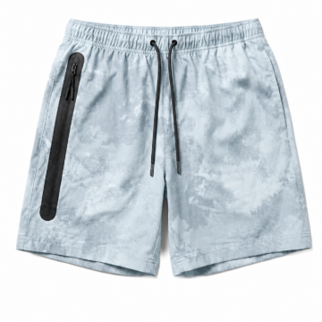 Light Blue Tie-Dye Relaxed Fit Drawstring Shorts
