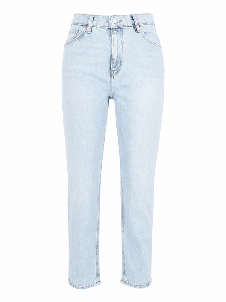 Light Blue High-Rise Straight-Leg Jeans