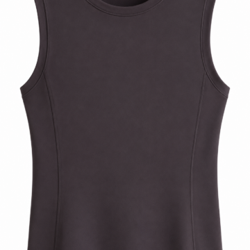 Dark Brown Sleeveless Athletic Top with Crew Neck