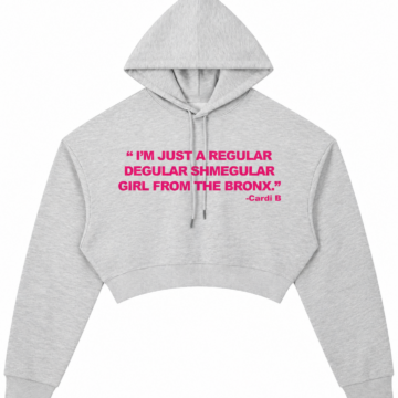 Light Heather Grey Cropped Hoodie - Curved Hem