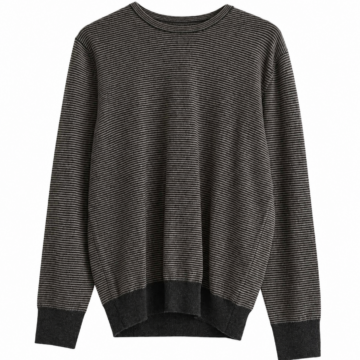 Charcoal Grey Stripe Oversized Sweater with Drop Shoulders
