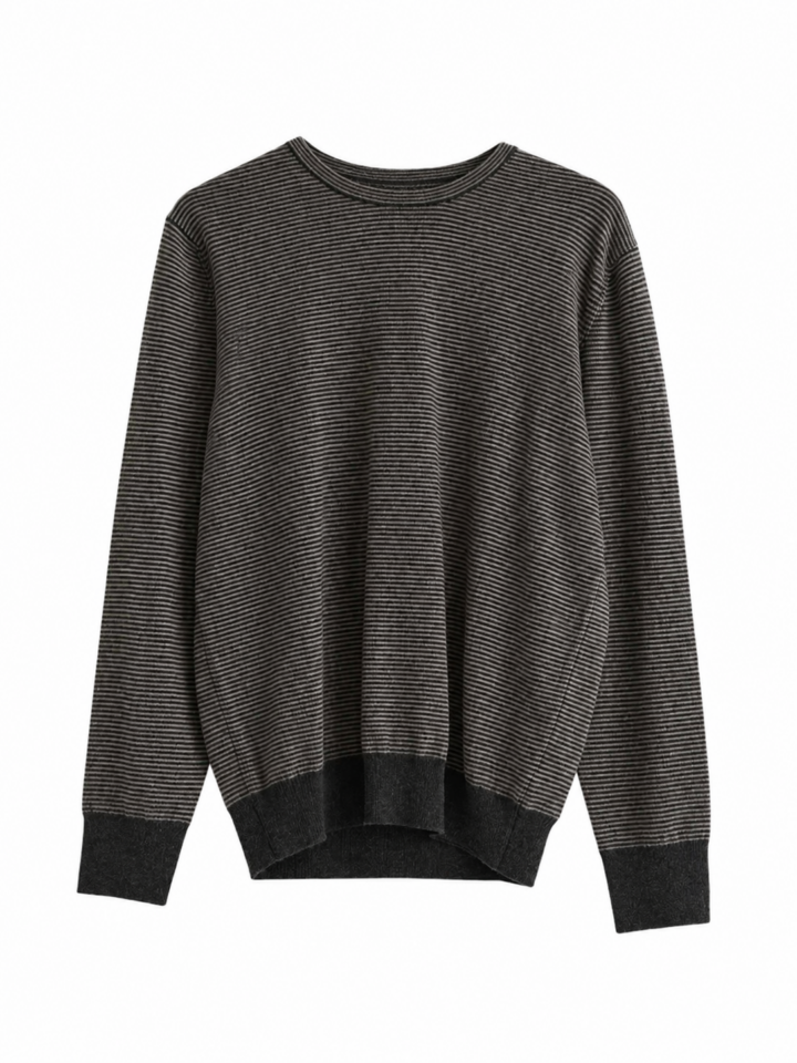 Charcoal Grey Stripe Oversized Sweater with Drop Shoulders