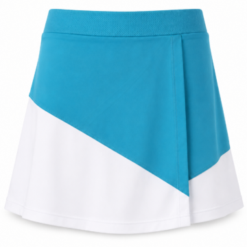 Teal and White Color-Blocked A-Line Skort