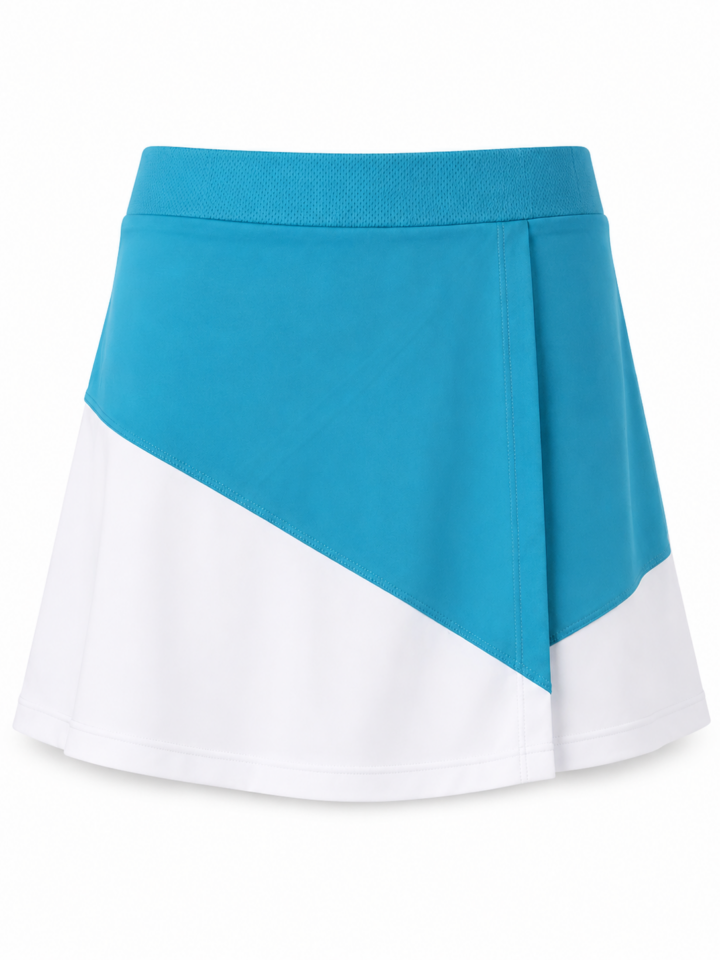 Teal and White Color-Blocked A-Line Skort