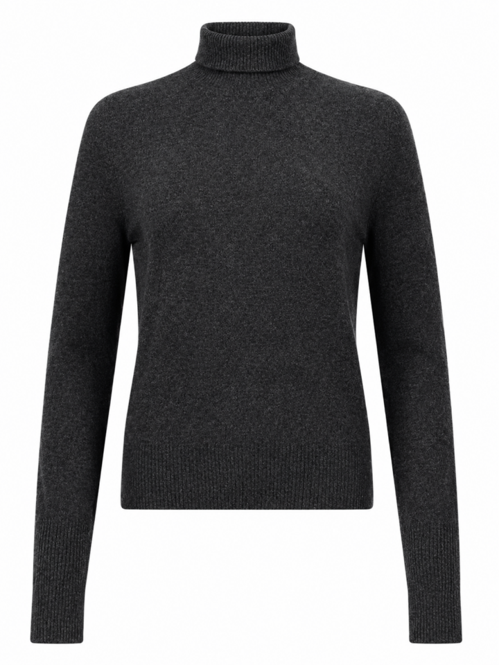 Dark Grey Heathered Knit Turtleneck Sweater