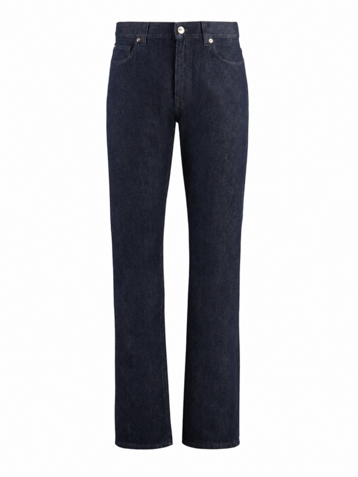 Dark Indigo High-Rise Straight-Leg Rigid Denim Jeans