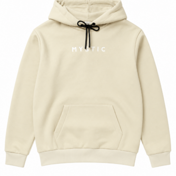 Cream Solid Hoodie with Black Drawstrings