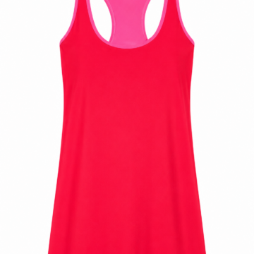 Red Racerback Sleeveless A-Line Dress with Pink Trim