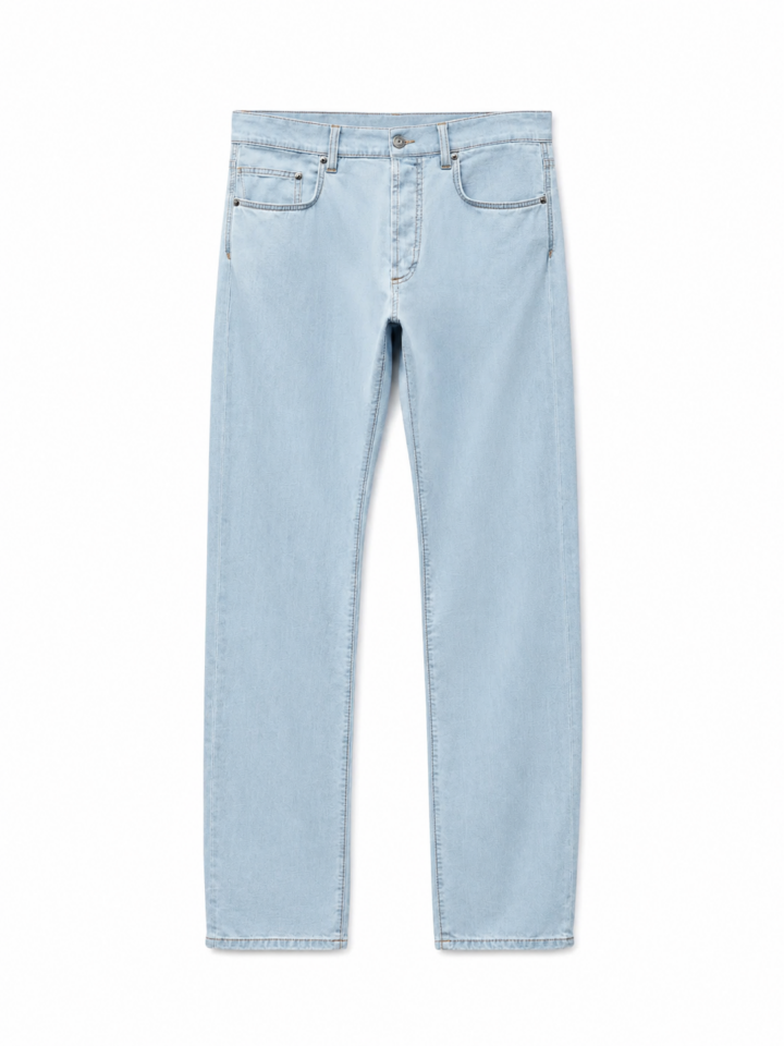 Light Blue Classic Straight-Leg Button-Fly Jeans