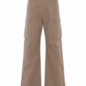 Taupe High-Rise Wide-Leg Cargo Pants with Pockets