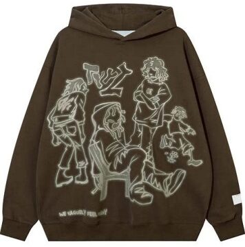Dark Brown Oversized Graphic Hoodie